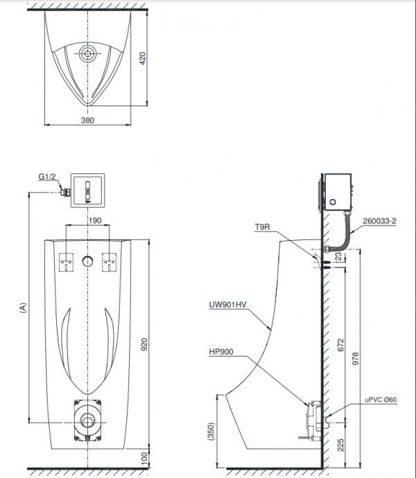 Bồn tiểu nam treo tường TOTO UT901H tiết kiệm nước
