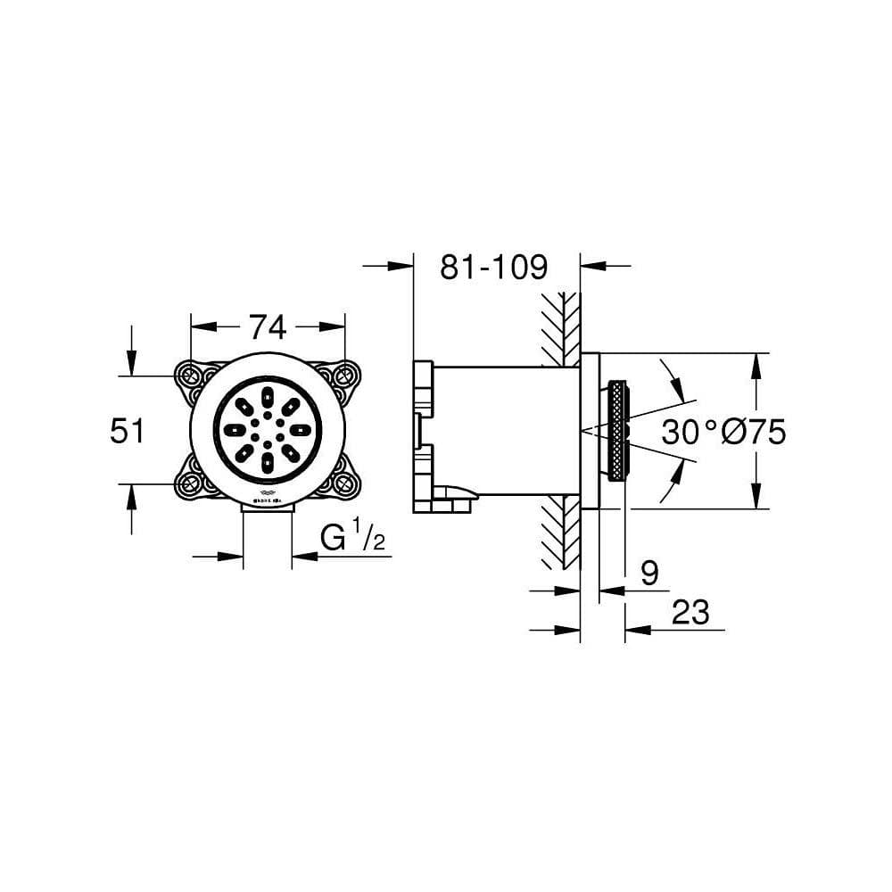 Đầu sen tắm âm tường 2 chế độ Grohe Rainshower 26801DA0
