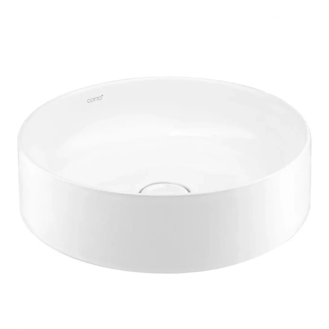 Chậu lavabo đặt bàn tròn Cotto C00340 MWH màu trắng mờ