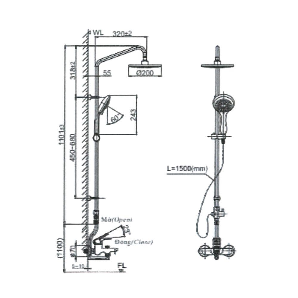 Bộ sen tắm cây nóng lạnh INAX BFV-1405S-2 (BFV1405S2)