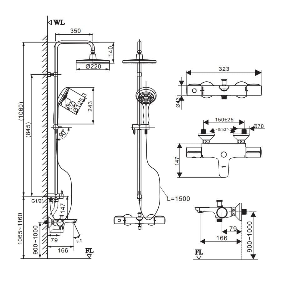 Bộ sen tắm cây nhiệt độ INAX BFV-3415T-9C (BFV3415T9C)
