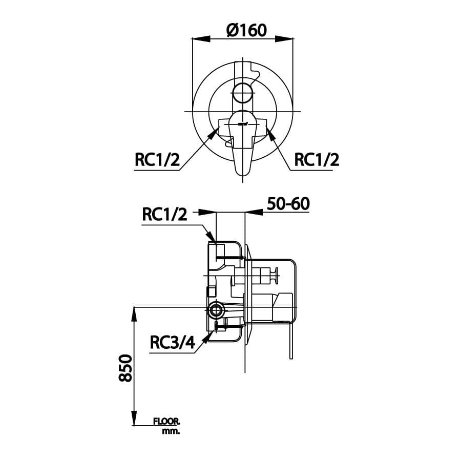 Van điều chỉnh âm tường kèm vòi xả bồn COTTO CT3005AE nóng lạnh 2 đường nước Next I