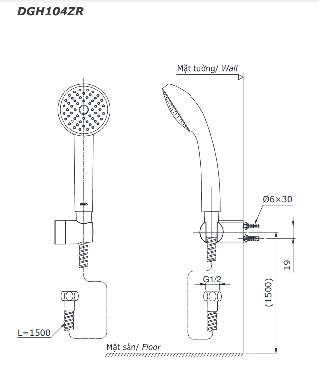 Tay sen tắm TOTO DGH104ZR (1 chế độ)