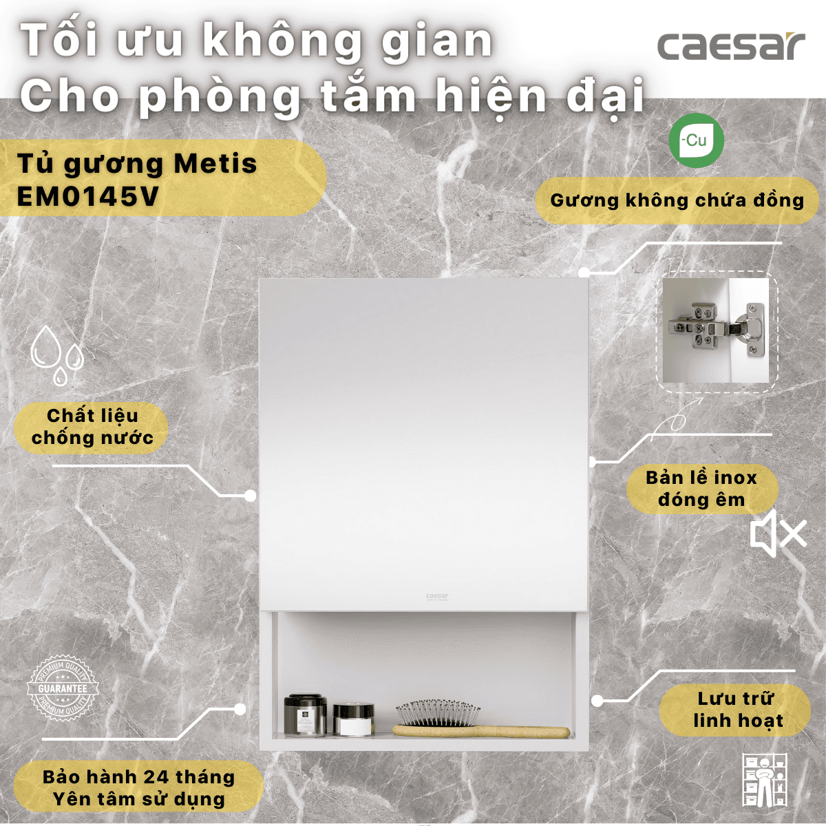 Tủ gương treo tường Caesar EM0145V 40cm