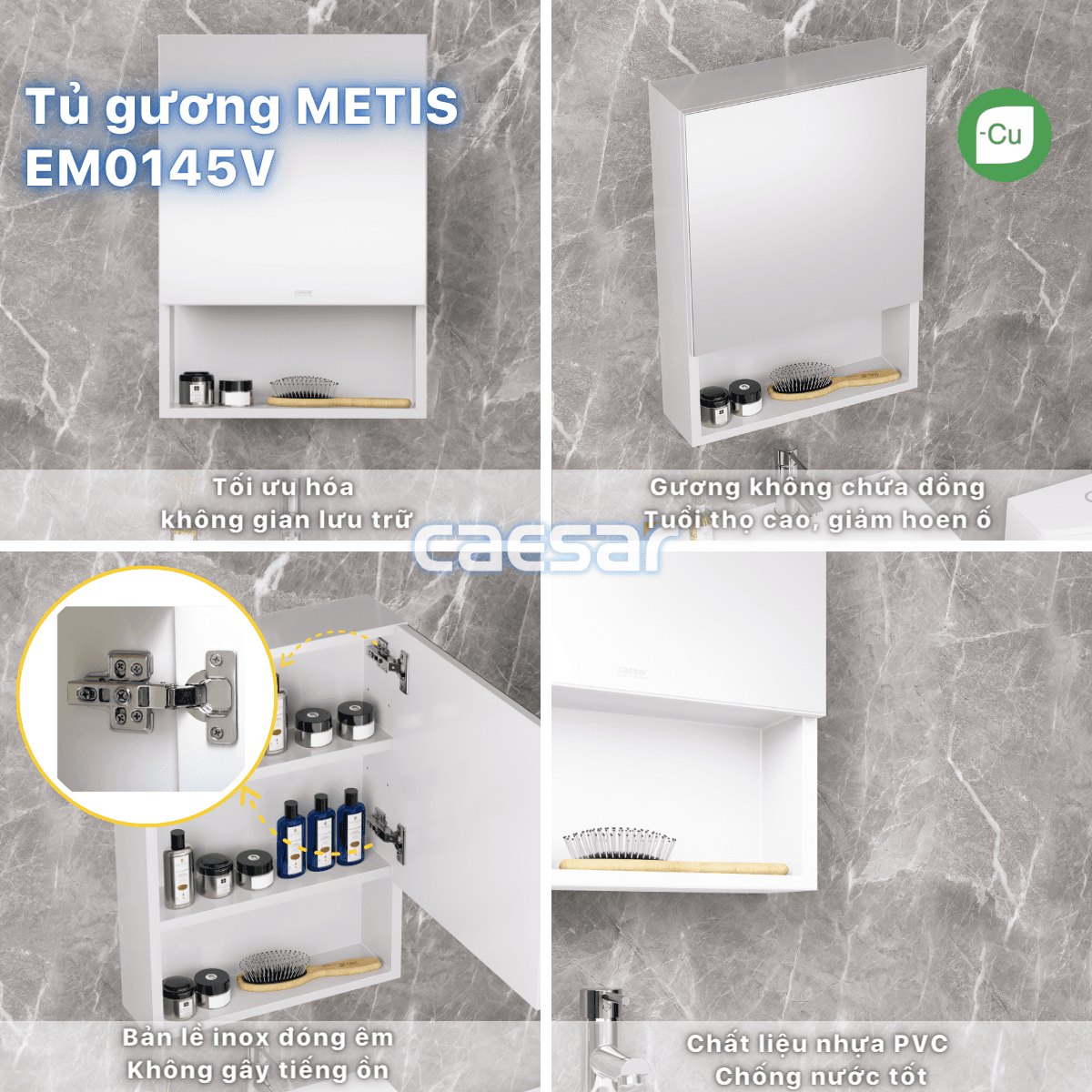 Tủ gương treo tường Caesar EM0145V 40cm