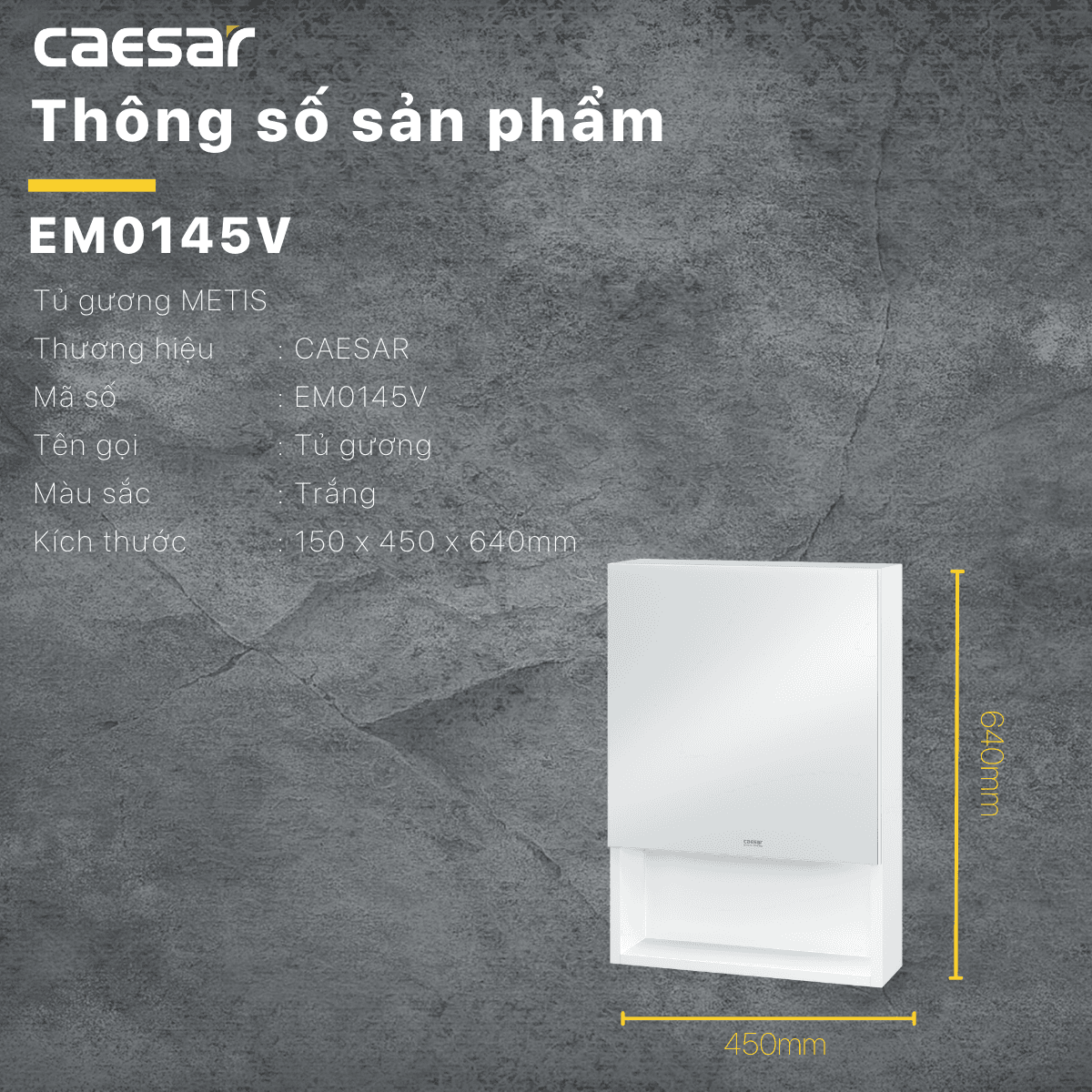 Tủ gương treo tường Caesar EM0145V 40cm
