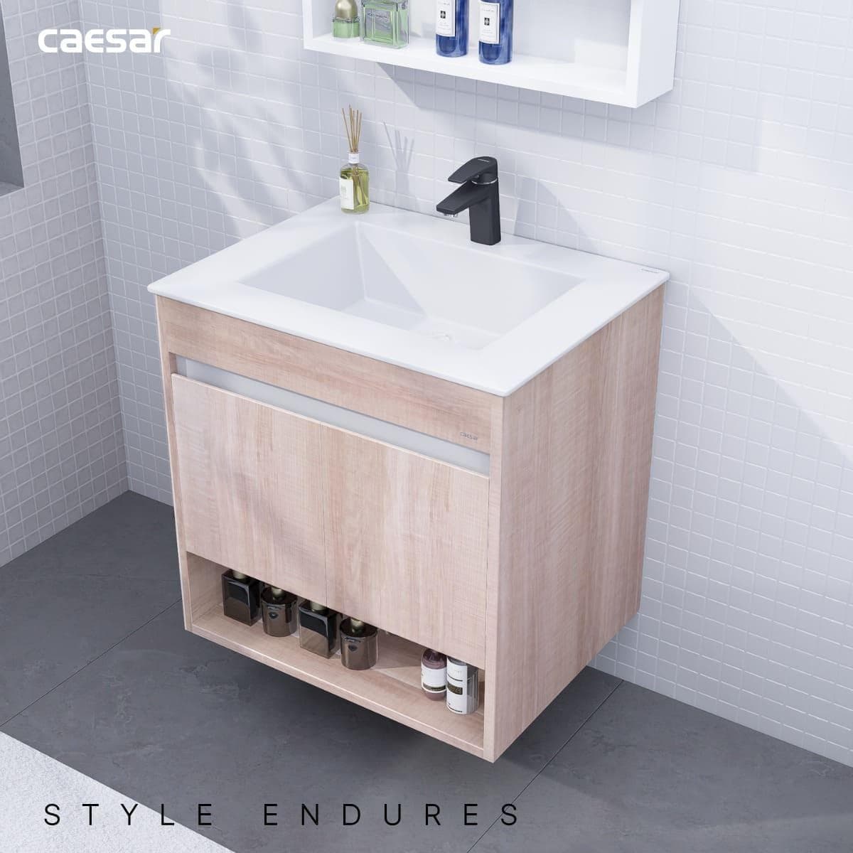 Tủ chậu cabinet treo vân gỗ Caesar LF5030+EH15030AW7V 60cm