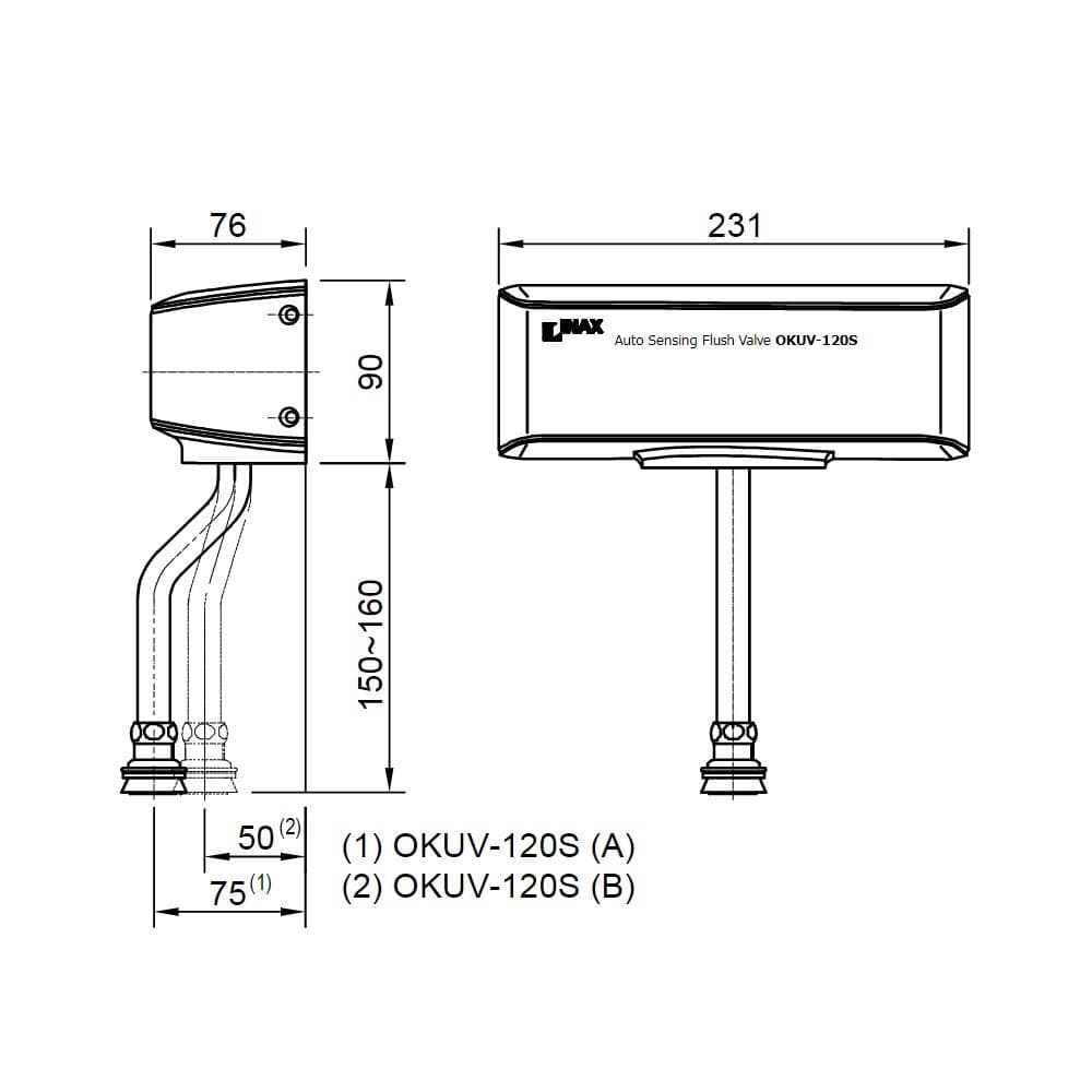 Van xả tiểu cảm ứng dùng pin Inax OKUV-120S(A)