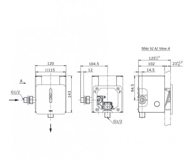 Van xả tiểu cảm ứng dùng pin TOTO TTUE602DN