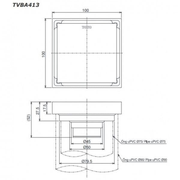 Phễu thoát sàn mặt kín chống hôi TOTO TVBA413