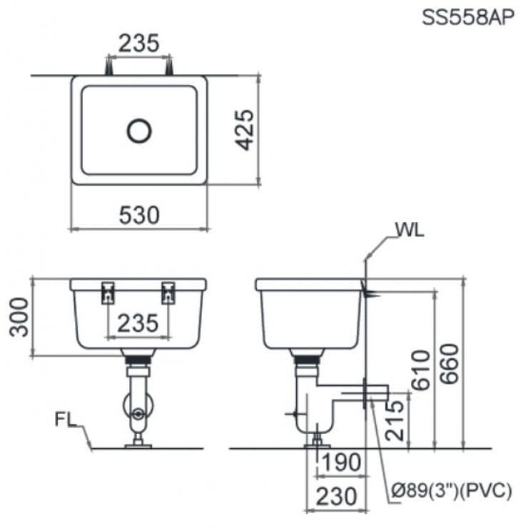 Chậu giặt đa năng Caesar SS558AP treo tường thoát ngang