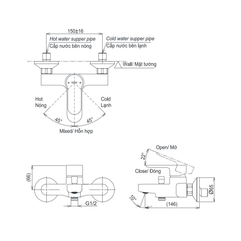 Củ sen tắm nóng lạnh LH Series TOTO TBS06302V