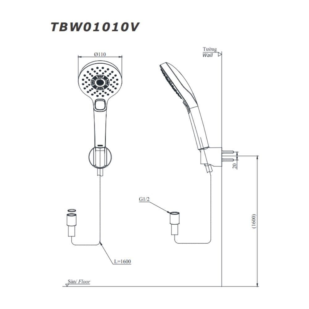 Tay sen tắm TOTO TBW01010V (3 chế độ)