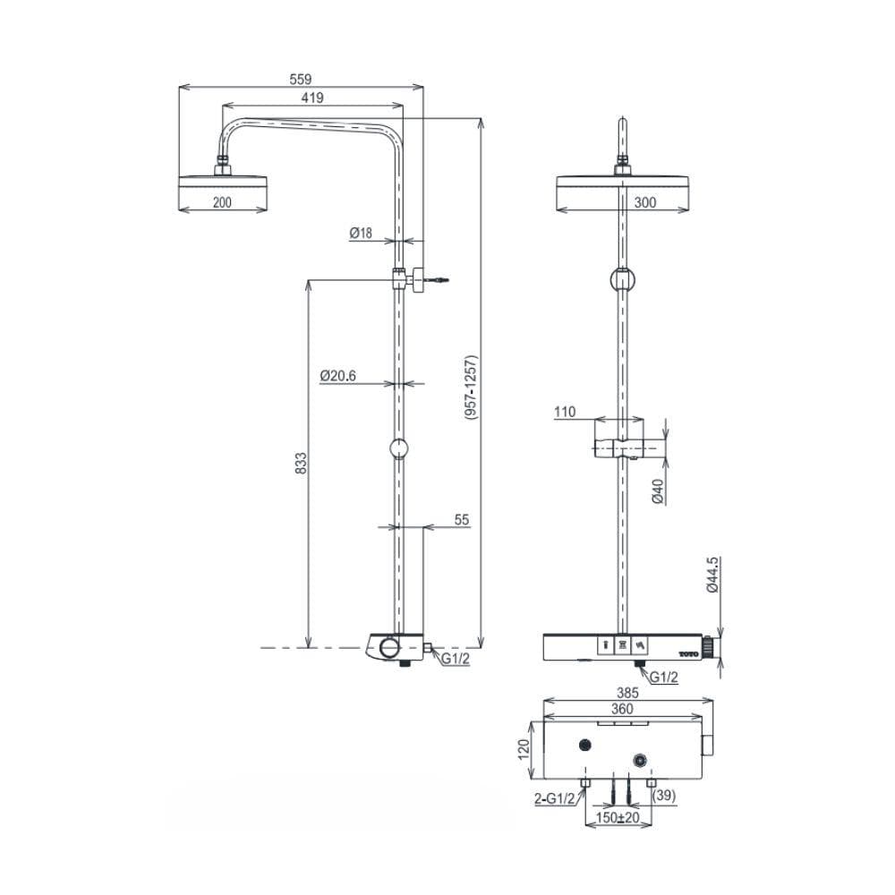 Sen cây nhiệt độ TOTO TBW12400V (kèm vòi xả bồn và kệ để đồ)