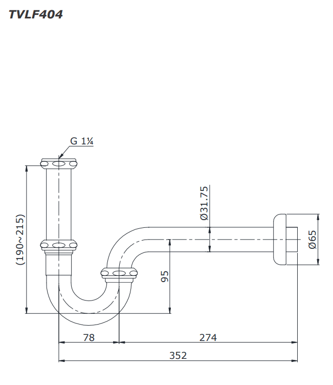 Ống thải chữ P TOTO TVLF404