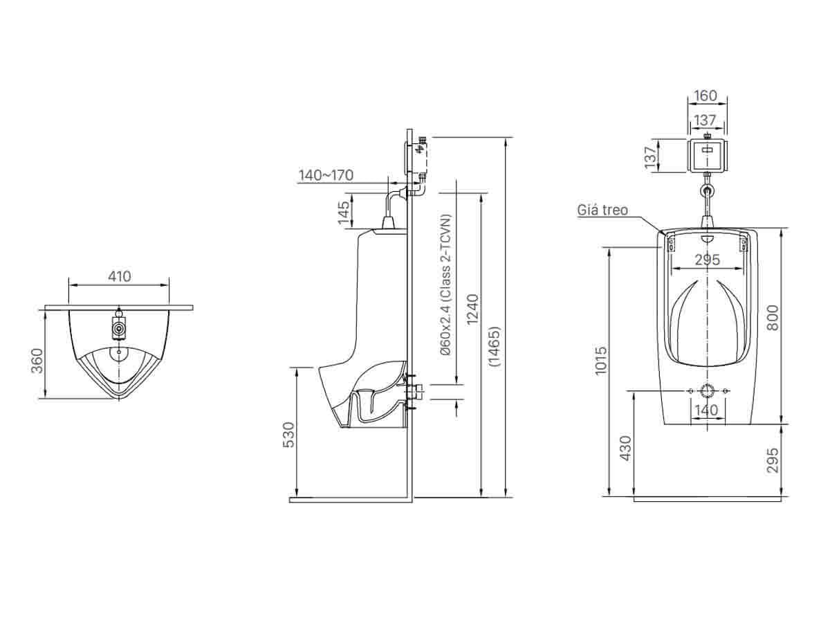 Bồn tiểu nam treo tường cỡ lớn Inax U-411V