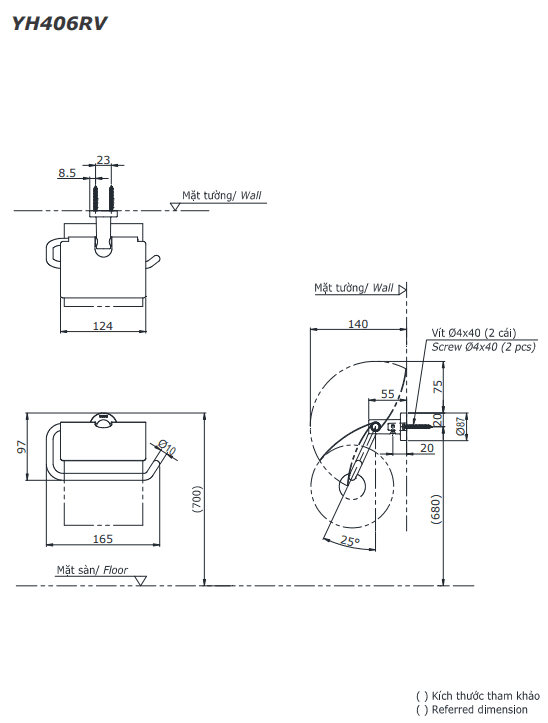 Lô giấy vệ sinh TOTO YH406RV