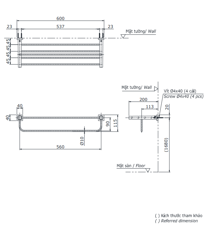 Thanh vắt khăn đôi 2 tầng TOTO YTS408BV