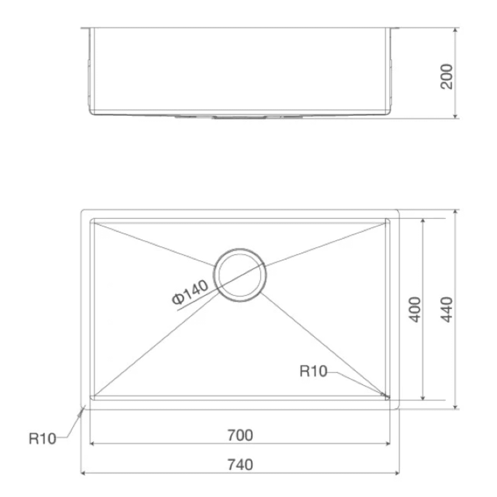 Chậu 1 hộc Inox 304 Malloca MS6074