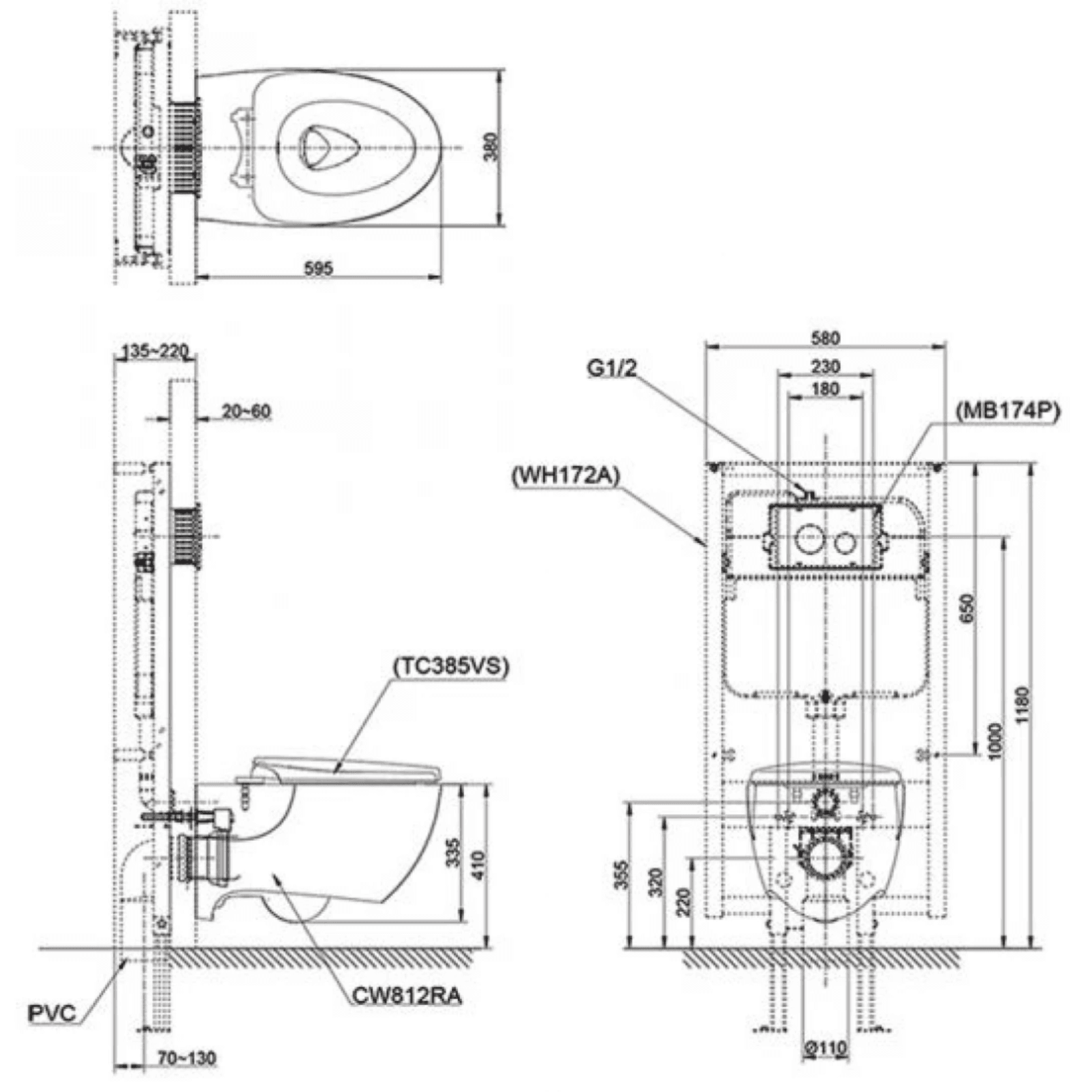Bồn cầu treo tường TOTO CW812RA#W