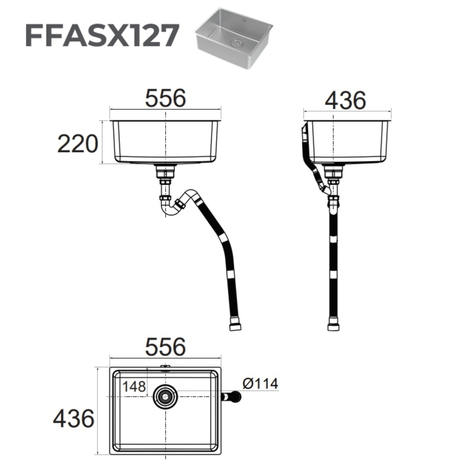 Chậu 1 hộc Inox 304 AmericanStandard FFASX127