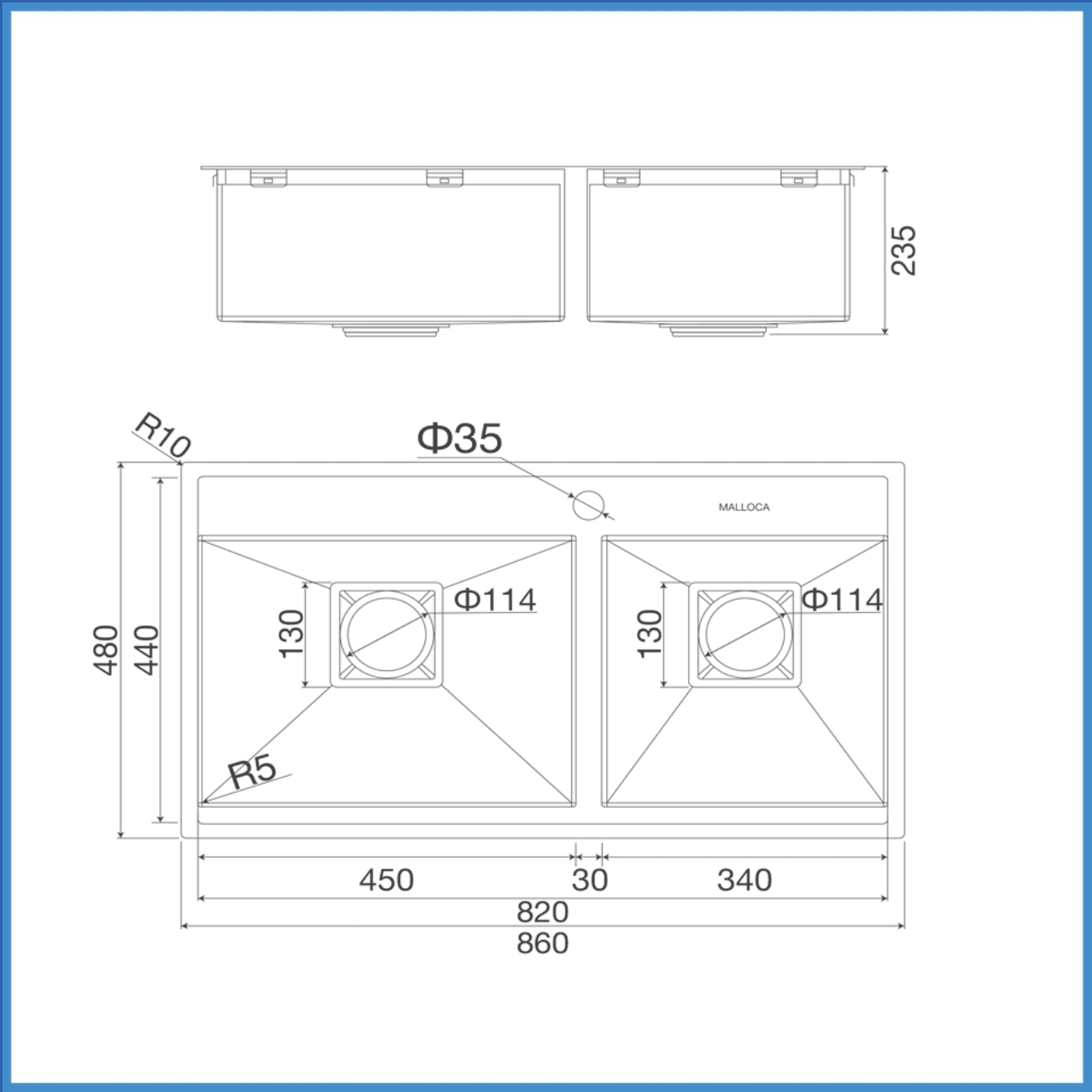 Chậu 2 hộc Inox 304 Malloca MS6304ST