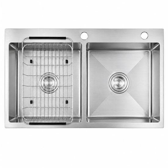 Chậu rửa chén inox Caesar 2 Hộc 820x450mm lắp nổi KSH02H082SX