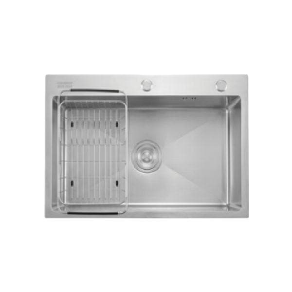 Chậu rửa chén inox Caesar 1 hộc 600x450mm lắp nổi KSH01H060SX
