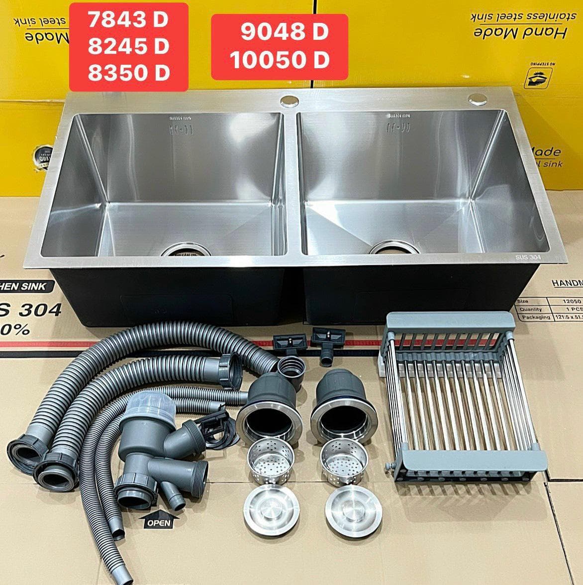 Chậu 2 hộc Inox 304 Luxio 10050D
